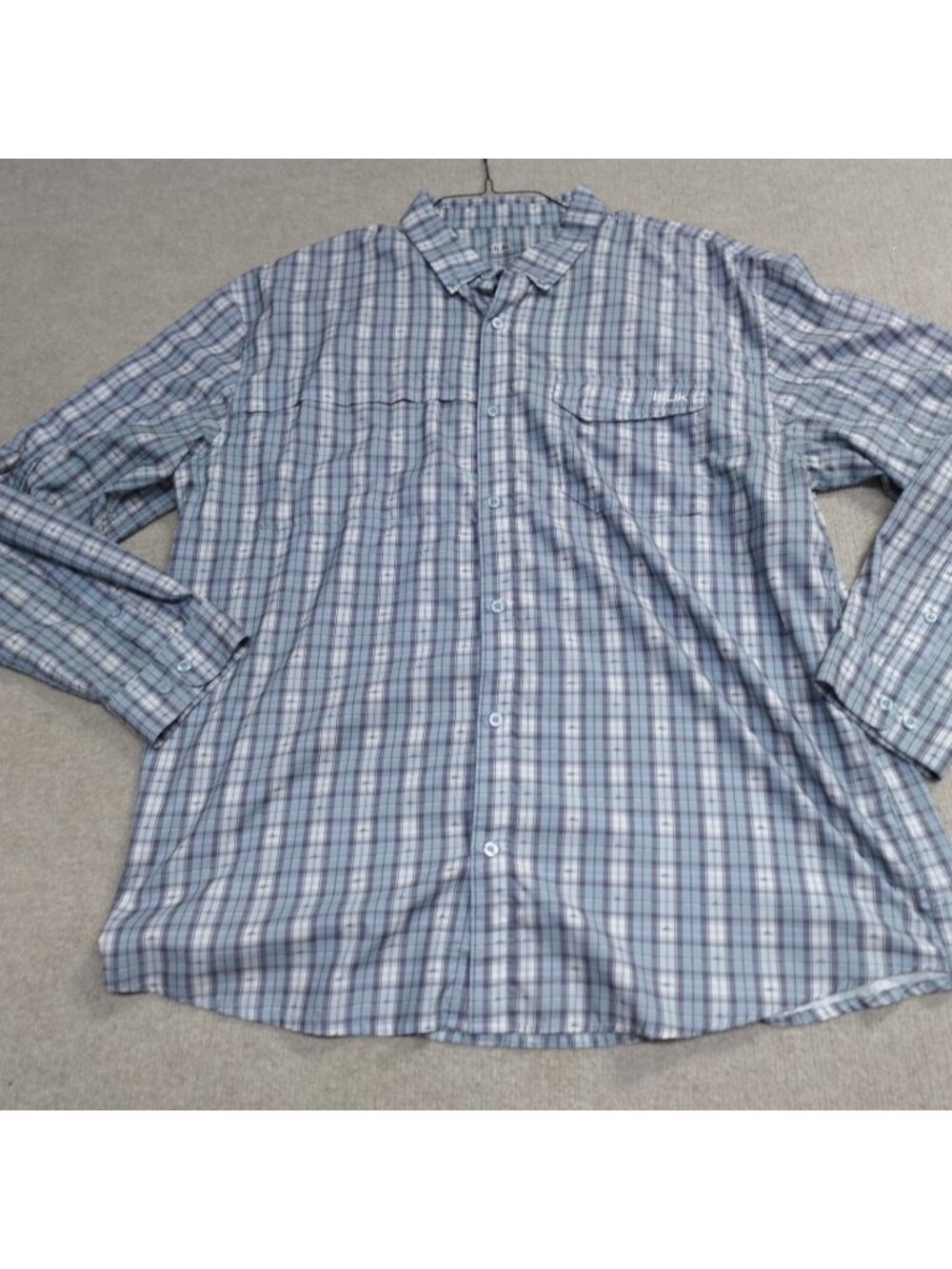 Huk Shirt 2XL Blue Plaid Performance Perforated Fishing